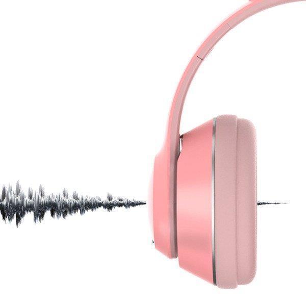 BluetoothゲーミングヘッドセットワイヤレスヘッドホンFMラジオオーバーイヤーフォンピンク｜macky-store｜10