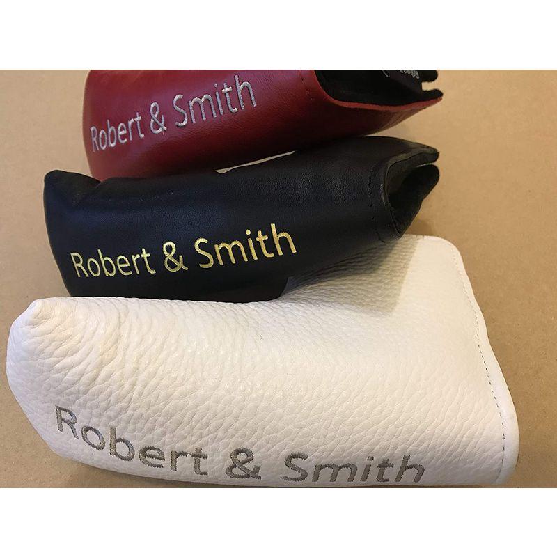 Robert&Smith ゴルフ パターカバー ピンタイプホワイト本革 フルグレインレザー本革製マグネット開閉タイプ ゴルフ用品