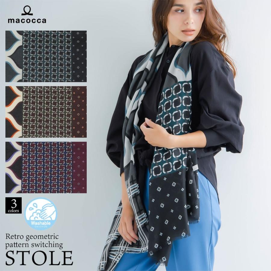 レトロ幾何柄切り替えストール Sd Macocca 通販 Yahoo ショッピング