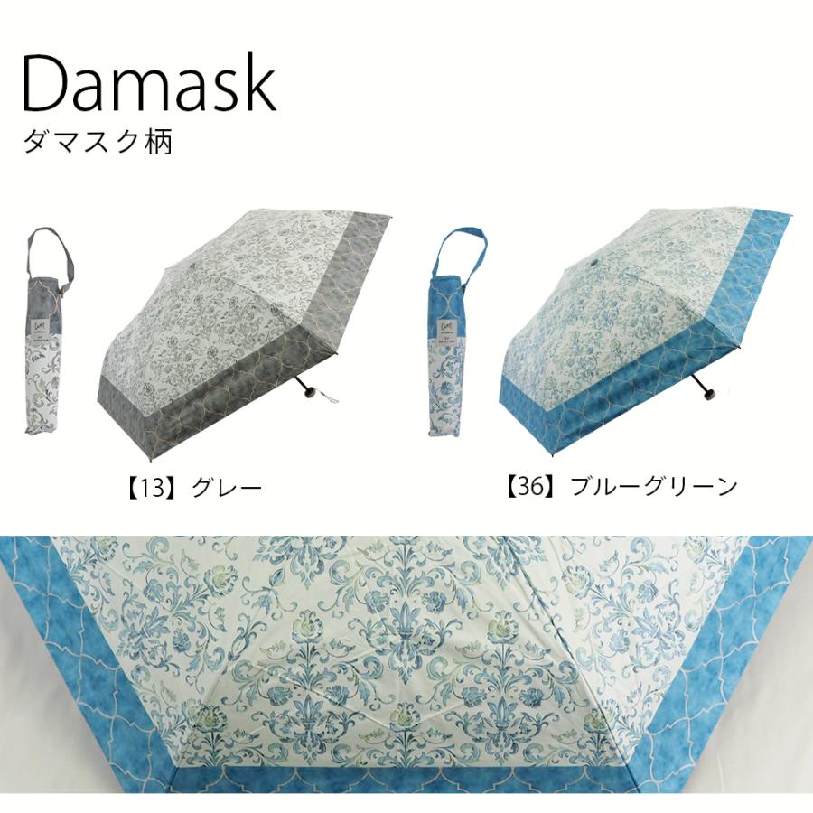 軽量 完全遮光 日傘  折りたたみ傘 uchimizu(ウチミズ) オーナメント柄/ダマスク柄/リーフ柄/ドットフラワー柄  遮光率100% 遮蔽率100% 晴雨兼用 撥水 50cm | macocca | 19