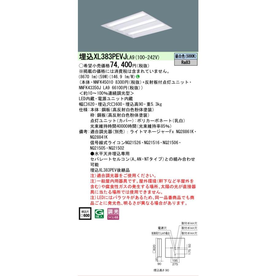 Panasonic（パナソニック） XL383PEVJLA9 セット品内訳 NNFK45010