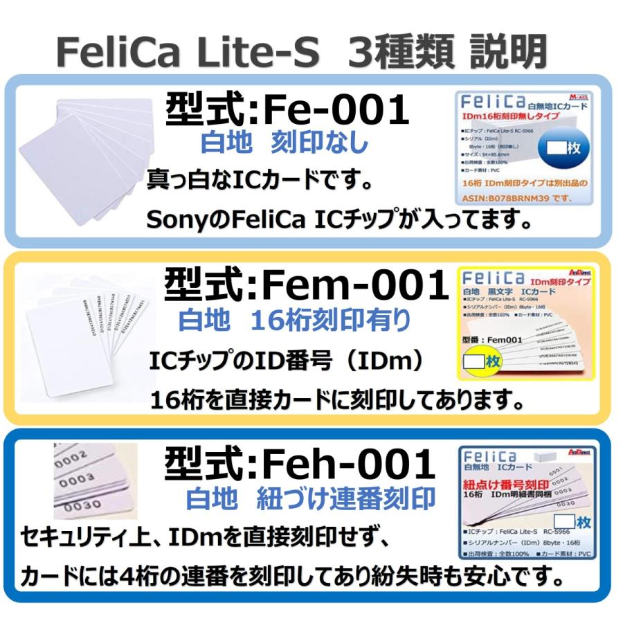 あすつく Fe-001 【100枚】フェリカカード 白無地 刻印無し IC カード FeliCA Lite-S フェリカライトS ICカード 領収書は注文履歴からダウンロード可能｜macscorp｜03