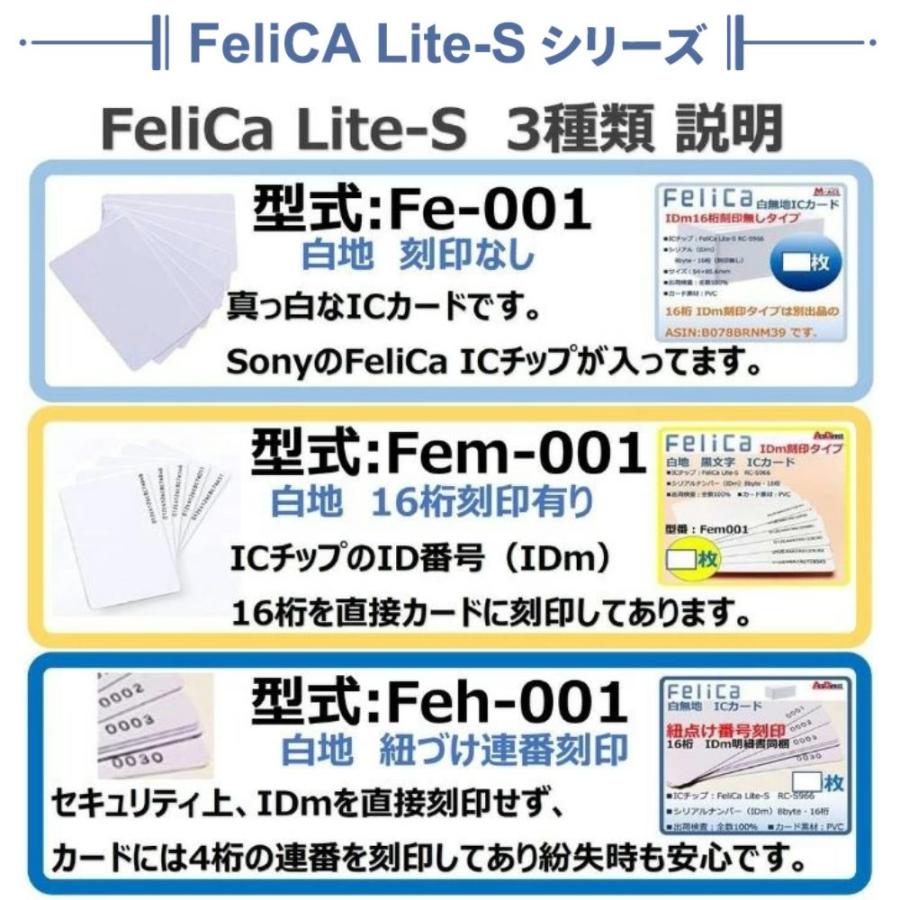 あすつく Fem-001【5枚】 IDm刻印 フェリカカード FeliCA Lite
