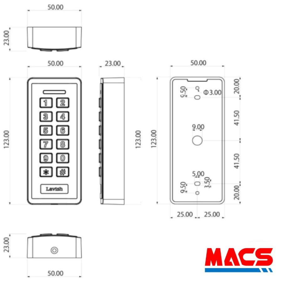 RESCR-SKX2EHM　Wiegand出力　屋外使用可　Lavish ラビッシュ　非接触カードリーダー　カード認証　暗証番号認証 |  | 01