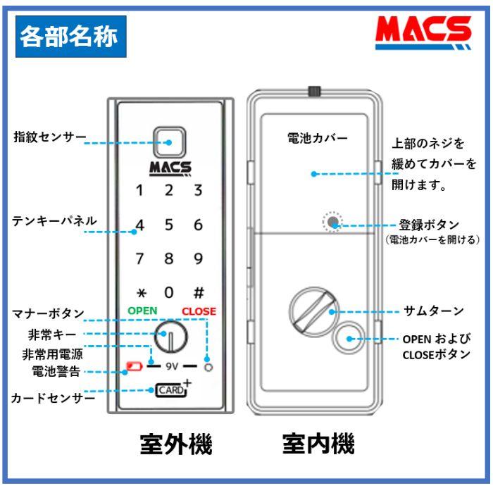 H-N5D（エイチエヌ・ファイブディー） 開き戸用 室内機縦型 非常キー付き 電子錠（2024年8月発売）デジタルロック スライドドア 電子錠 オートロック｜macscorp｜02