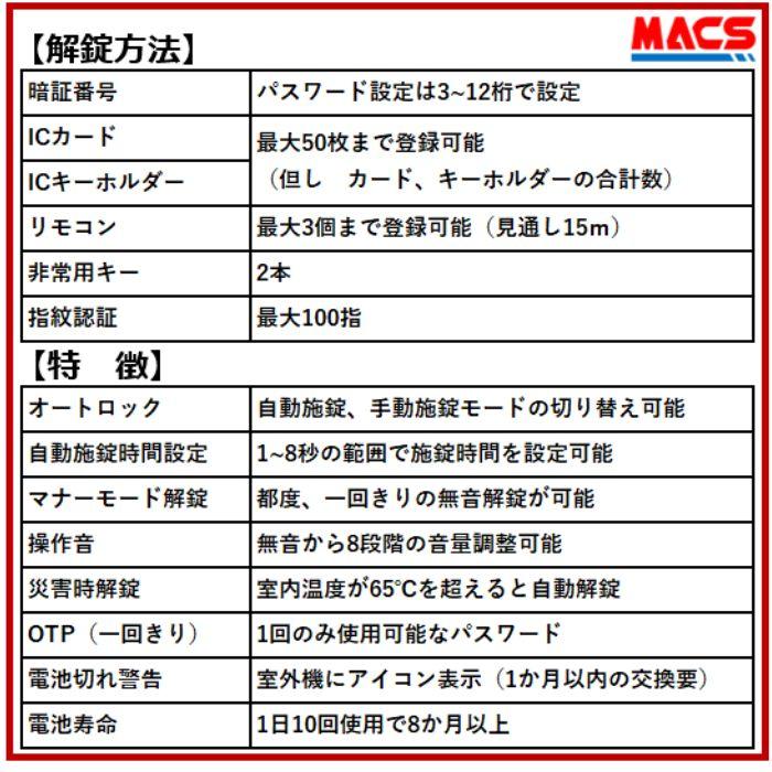 H-N51（エイチエヌ・ファイブワン）ACS-BH2 セット販売 引き戸 用 室内機縦型 非常キー付き 電子錠　スライドドア用 （ LC-505TA-H　ES-S520H　相当品ご紹介）　 |  | 04
