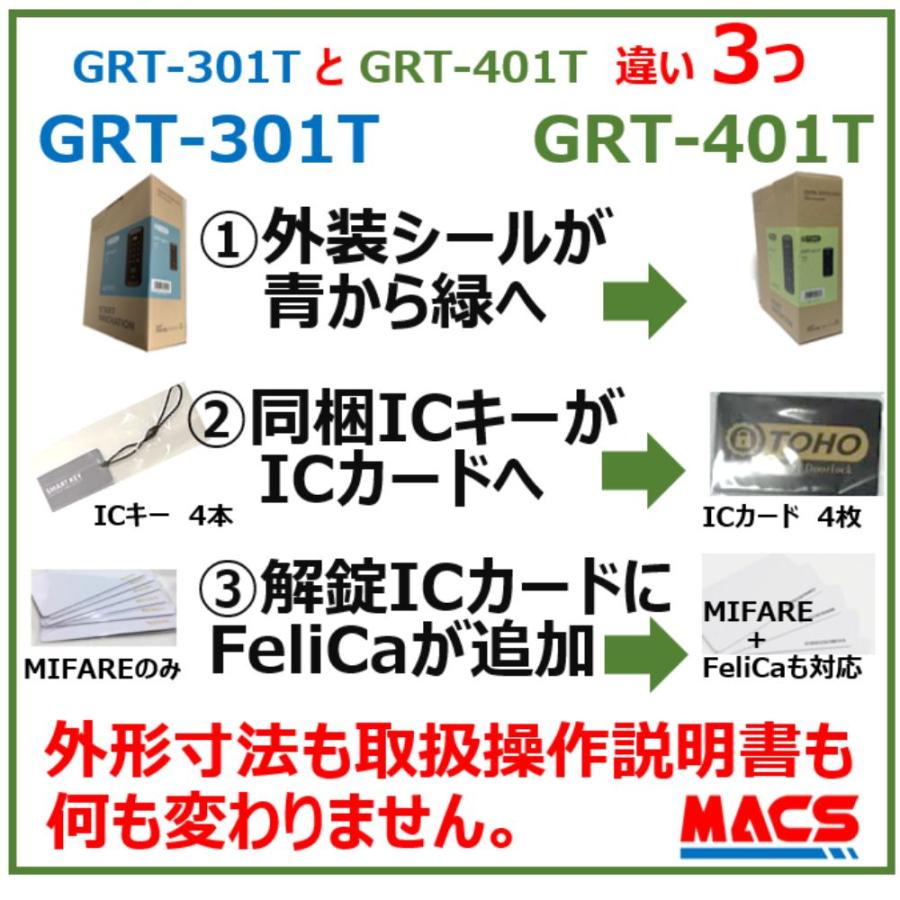 GRT-401T リモコン2個 室内機横型 コスパ マルチ解錠　電子錠  (暗証番号,ICキー,リモコン) 　【GRT-301T　後継機】 東邦金属　TOHO |  | 01