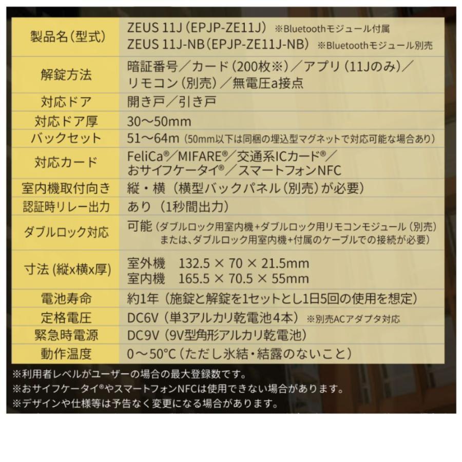 原状回復 ZEUS 11J EPIC 【当店在庫品】 開き戸/引き戸　対応 Bluetooth アプリ対応 スマホで解錠 エピック  ★ICキー3種サービス！ Flassa1J　の指紋無しタイプ |  | 01