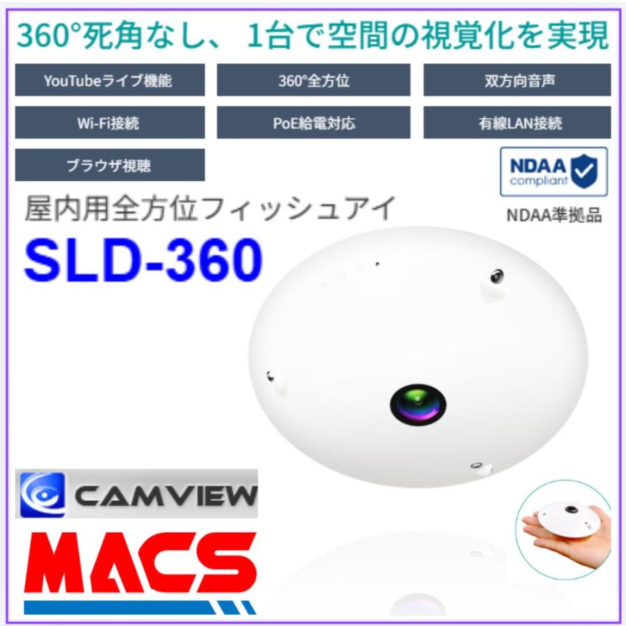 9月1日より出荷開始 SLD-360 CamView 魚眼レンズ搭載.1台で室内全体を撮影 360° 死角の少ない監視を実現 Wi-Fiカメラ 施設内の見守り フィッシュアイ IPカメラ | 