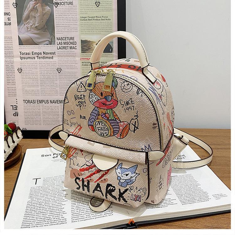 大人気グラフィティー ベアー シャーク 天ファスナー PU 落書き LYA