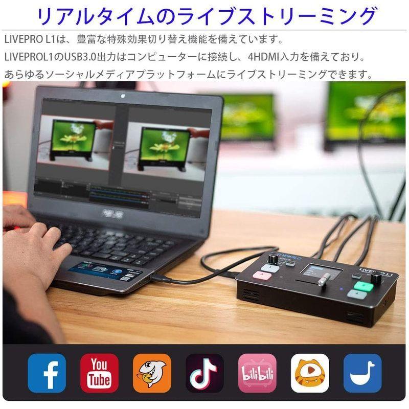 完動品 Feelworld LIVEPRO L1 V1 HD4チャンネルライブプロダクションビデオスイッチャー4xHDMI入力 USB3.0インター 【NAN6246237337】(22280円)
