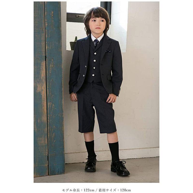 WANDER FACTORY スーツ フォーマル 男の子 入学式 入園式 (110cm, ストライプ(紺)(12