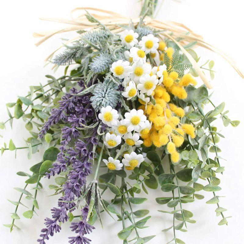 ラベンダー ミモザ 造花 リース グランドグルー 玄関飾り 春 壁掛け アーティフィシャルフラワー スワッグ 花束 アレンジメント 人気ブランド新作豊富 Ahmedmostafa Us