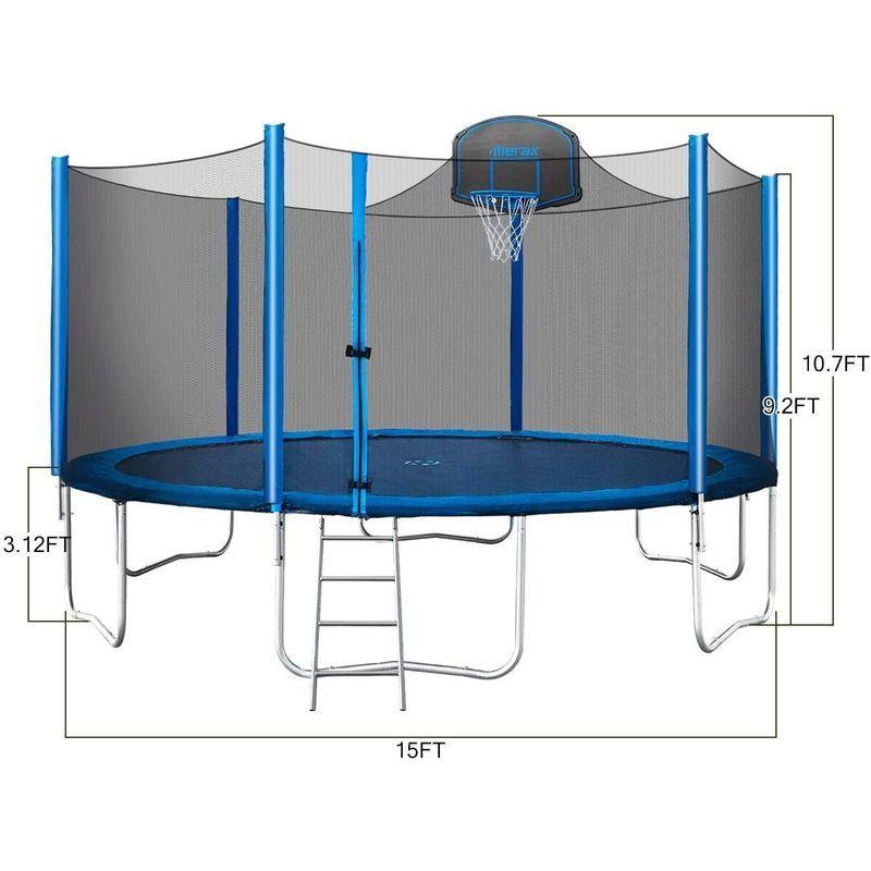 Merax トランポリン 15フィート 安全囲いネット付き ウィンドステークとはしご付き 子供用トランポリン Merax 子供用トランポリン