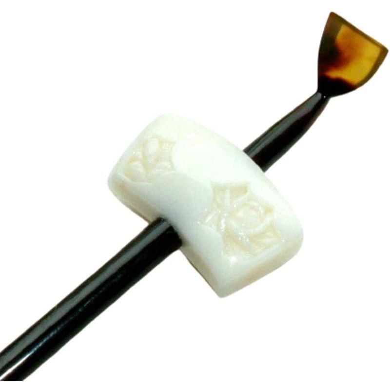 本べっ甲 かんざし 一本挿し 白珊瑚に 薔薇彫り 簪 ヘア アクセサリー フォーマルな髪型に かんざし 一本挿し 白珊瑚に 薔薇彫り 簪 ヘア アクセサリー フォーマルな髪型に 　