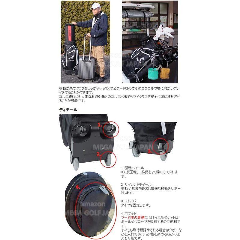 【値段交渉可：送料込】 メガゴルフ 伸縮自在 フード 4輪 キャスター ミッシング トップ キャディバッグ MGCB-0220 (グリーン) 【CE7569117390】(26999円)