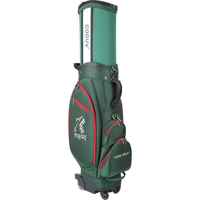 【値段交渉可：送料込】 メガゴルフ 伸縮自在 フード 4輪 キャスター ミッシング トップ キャディバッグ MGCB-0220 (グリーン) 【CE7569117390】(26999円)
