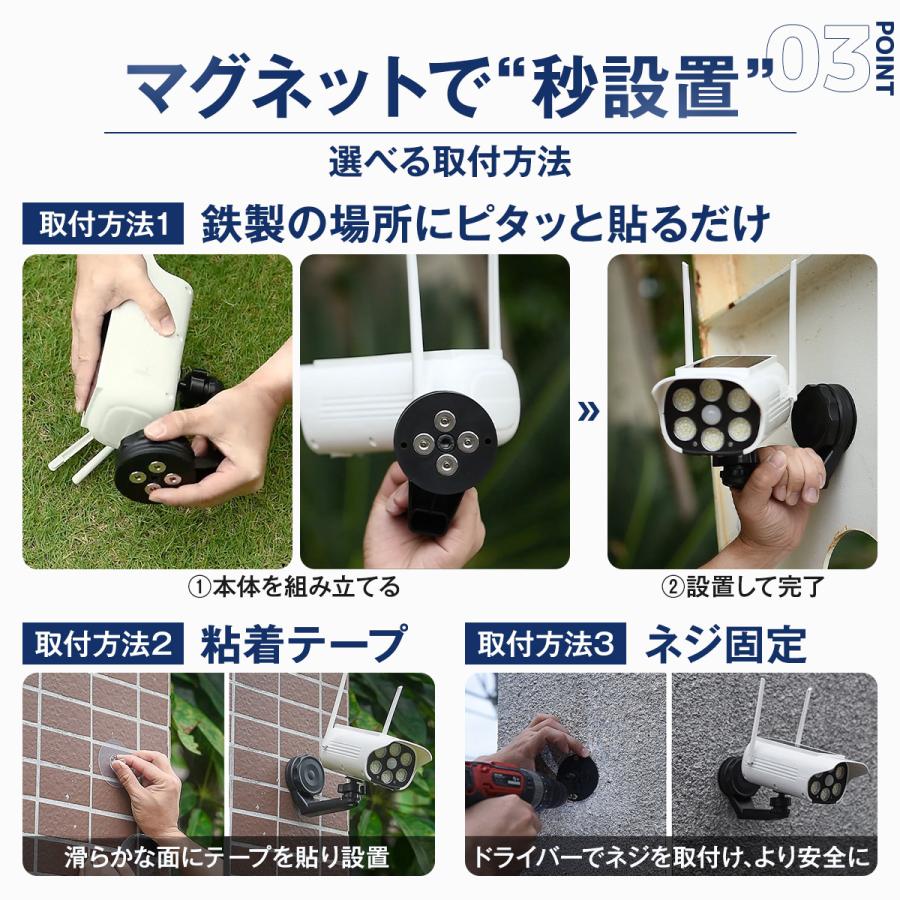 ソーラーライト 屋外 マグネット式 ダミーカメラ 防犯カメラ型 人感