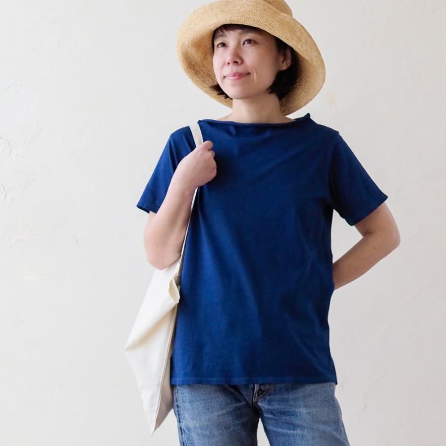メイド・イン・アース ボトル ネック 半袖 プルオーバー 天竺 藍染 T 