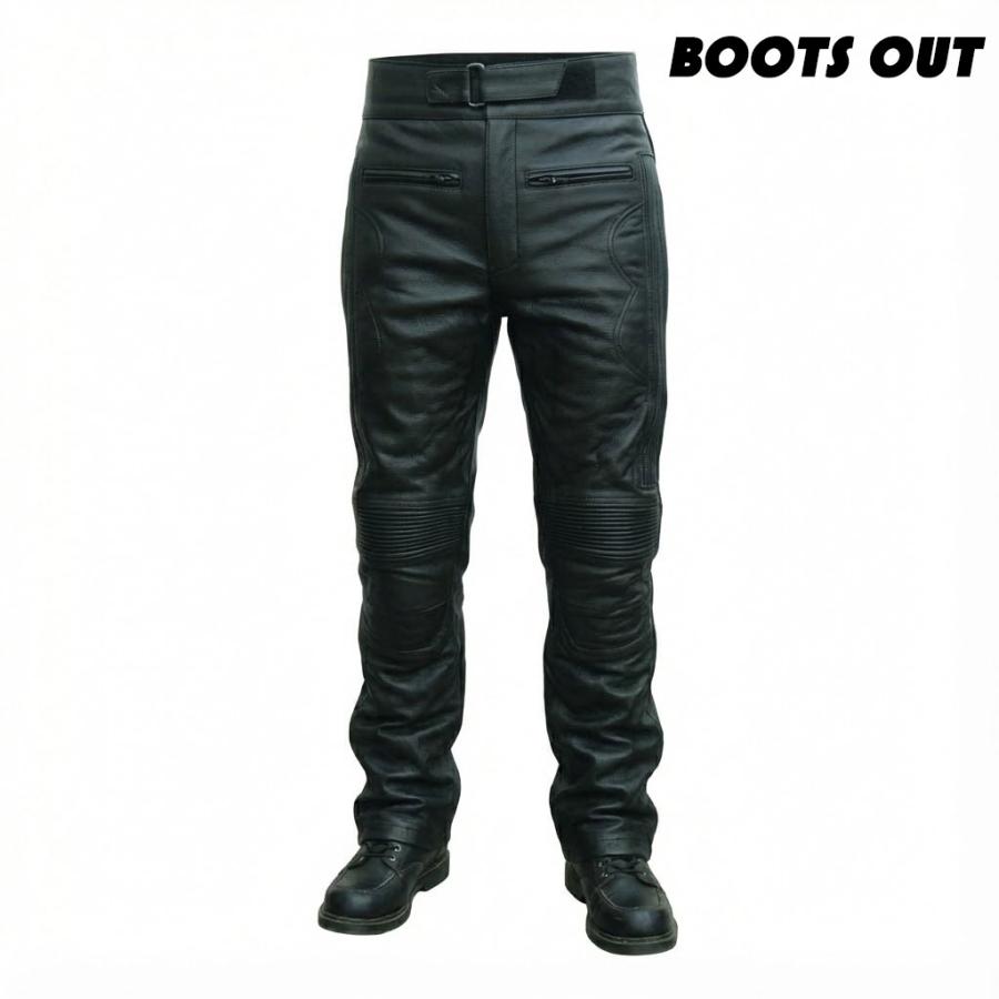 MADIF革パン 本革 レザーパンツ BOOTS OUT バイク バッファローレザー ツーリング