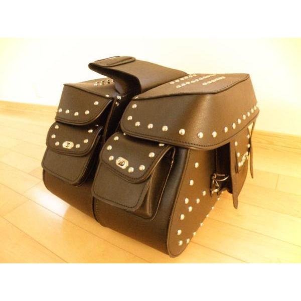 大量スタッズ 合皮とはレベルが違う牛厚革サドルバッグ : saddle-002 