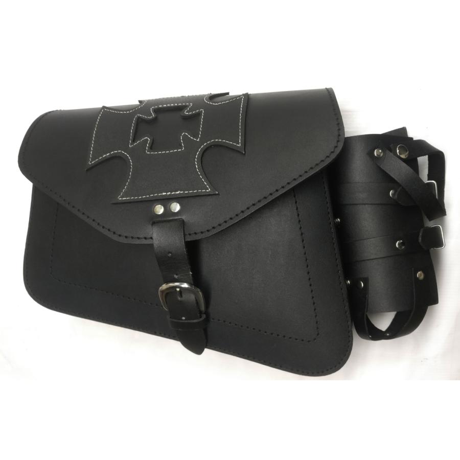牛厚革サドル・サイドバッグ-H クロス RIGHT 各取付けベルト&ドリンク  