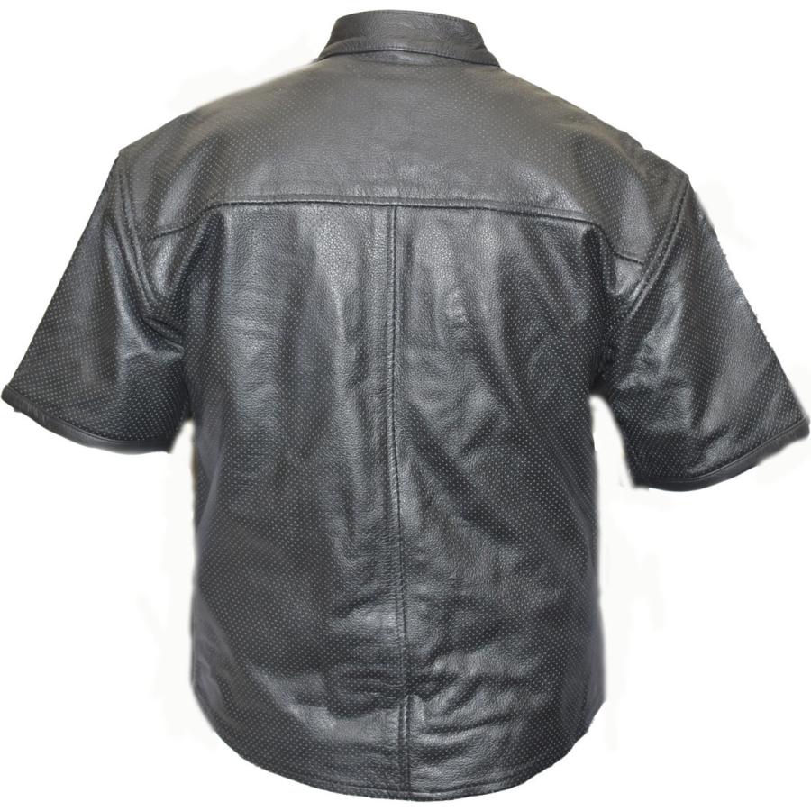 パンチング・メッシュレザー　Ｔシャツ ハーレーにおススメ☆柔らかい・なめし本革パンチング・メッシュ