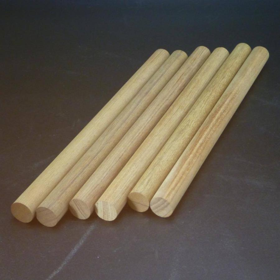 ミャンマー産 チーク 丸棒6本セット 直径20mm×長さ310mm 仕上げ