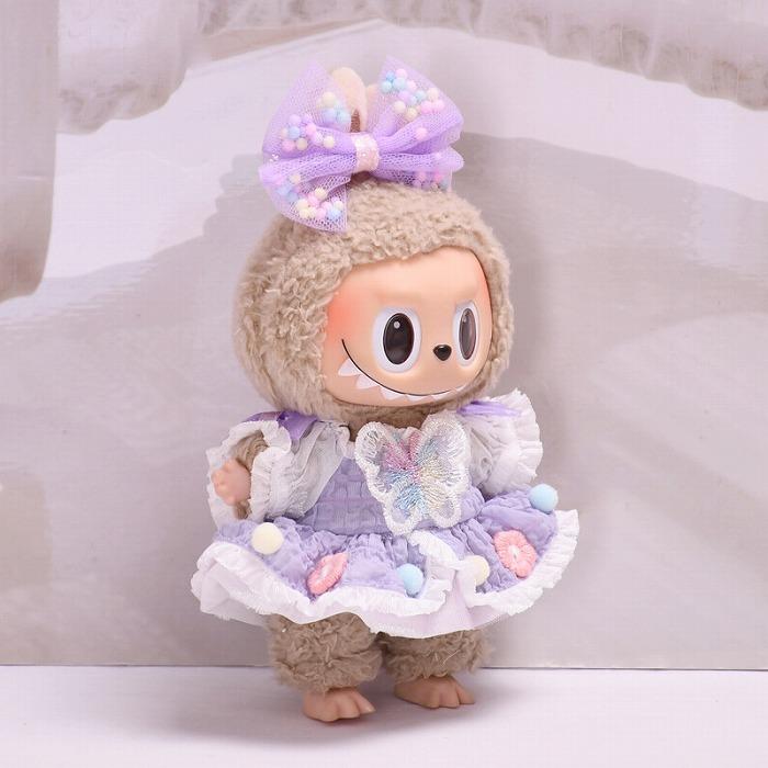 LABUBU 服 ラブブ ワンピース スカート ぽんぽんリボン 蝶 フリル