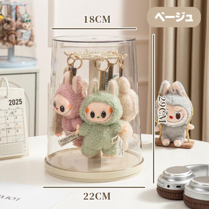 POPMART LUCK 幸運　ぬいぐるみ➕携帯ストラップ(アクリルケース付き ラブブ 収納ケース クリア 透明 フィギュアケース 回転式 ぬいぐるみ
