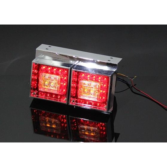 テールランプ 赤 クリア 2個セット Amazon | 12v 24v 兼用 トラック用 2連 LED クリアレンズ 丸型