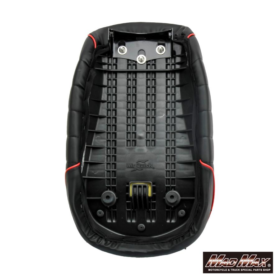 ホンダ モンキー125 レザー タックロールシート ブラック/レッド MAD MAX Mr Quick製 ホンダ モンキー125用 レザー タックロール