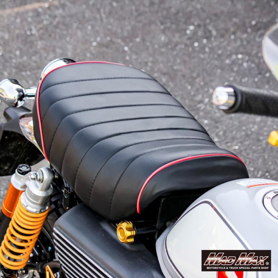 ホンダ モンキー125 レザー タックロールシート ブラック/レッド MAD MAX Mr Quick製 ホンダ モンキー125用 レザー タックロール