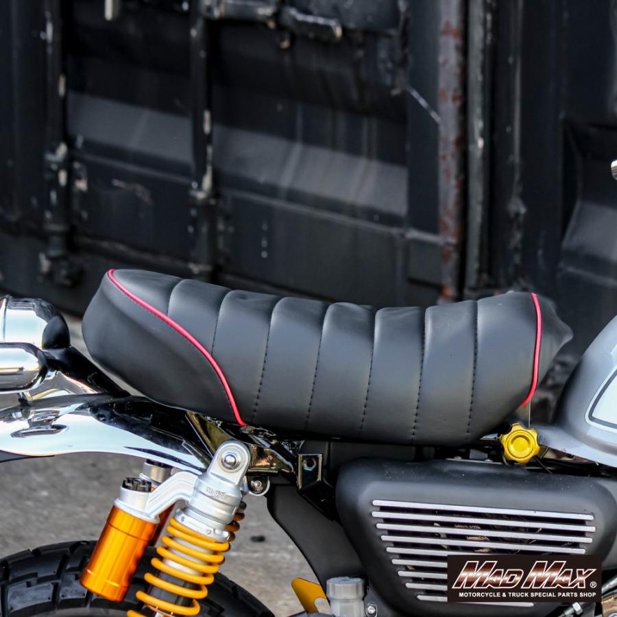 ホンダ モンキー125 レザー タックロールシート ブラック/レッド MAD MAX Mr Quick製 ホンダ モンキー125用 レザー タックロール