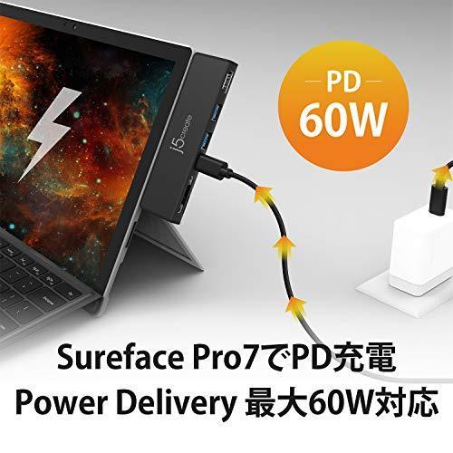 j5 create Surface Pro 7専用 ミニ ドッキングステーション マルチ ハブ ブラック Power Delivery 最大60W【U｜madoastartstore｜04