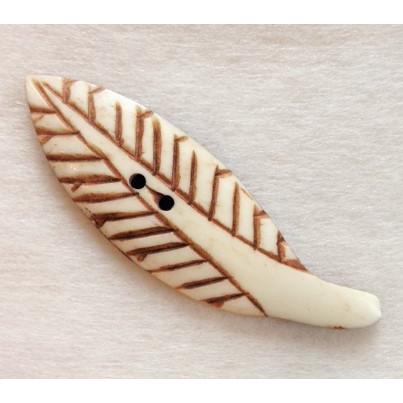 ボーンボタン　60mm　1個売り　リーフ　アイボリー | 