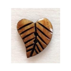 ボーンボタン　22mm　1個売り　ハートリーフ　ブラウン | 