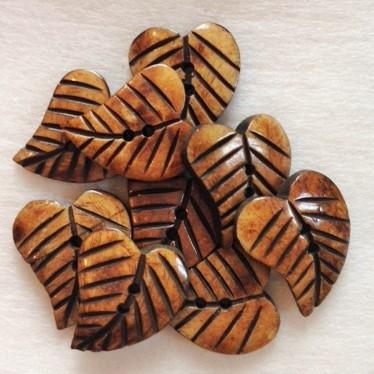 ボーンボタン　22mm　1個売り　ハートリーフ　ブラウン |  | 01