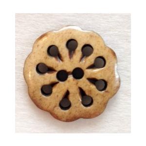 ボーンボタン　25mm　1個売り　フラワー　ブラウン | 
