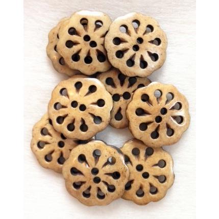 ボーンボタン　25mm　1個売り　フラワー　ブラウン |  | 01