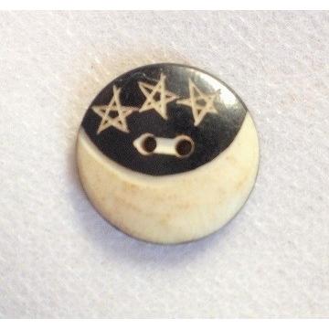 ボーンボタン　20mm　3スター　1個売り　アイボリー×ブラック | 