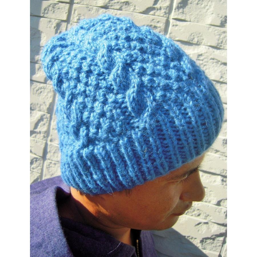 ケーブルニットキャップ　メンズ　インディゴ | 