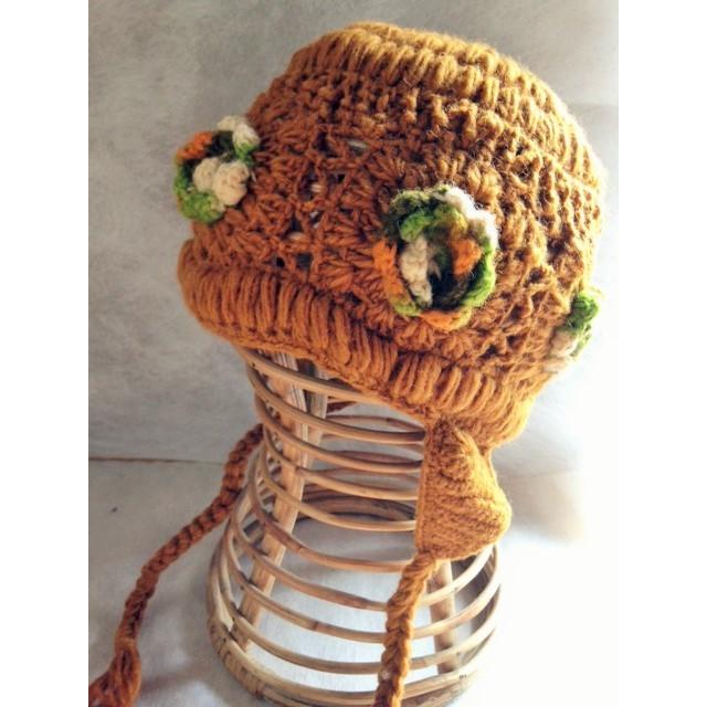 フラワークロシェ　耳つきキャップ | 