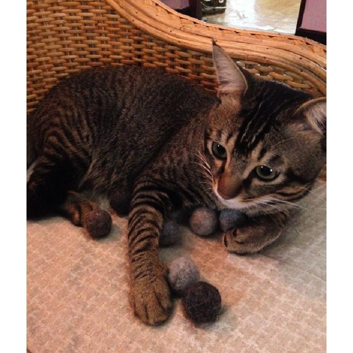 ナチュラル　ねこ　フェルトボール  おもちゃ　1個 |  | 04