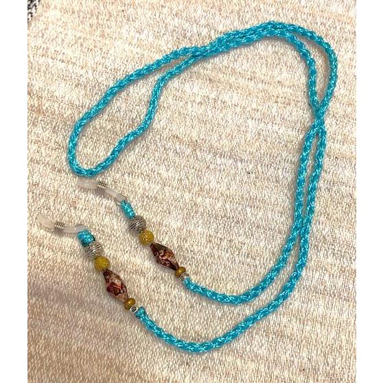 メガネストラップ　チェーン　ハンドメイド　ブルー |  | 02