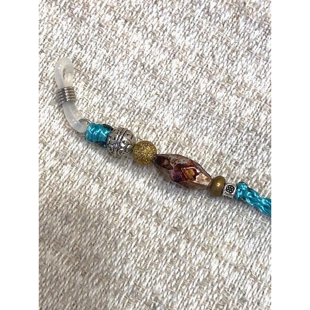 メガネストラップ　チェーン　ハンドメイド　ブルー |  | 03