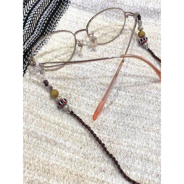 メガネストラップ　チェーン　ハンドメイド　ブラウン |  | 02