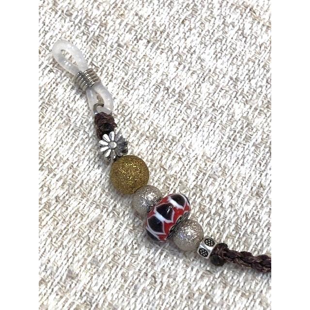 メガネストラップ　チェーン　ハンドメイド　ブラウン |  | 03