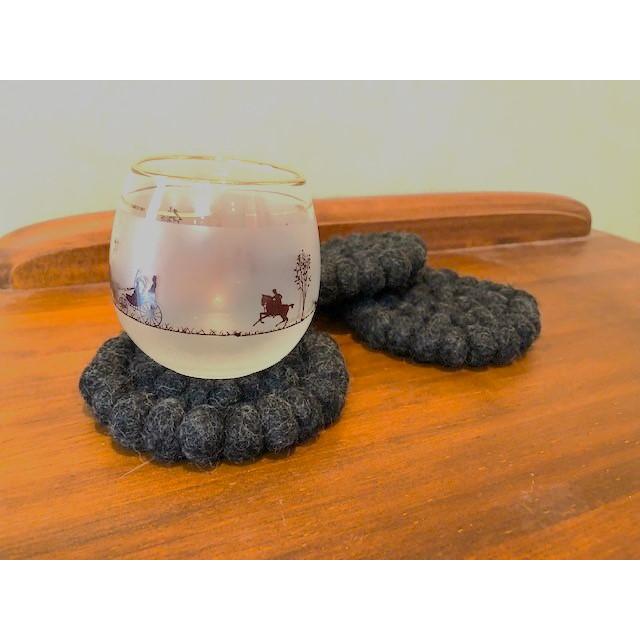 フェルトボールコースター ラウンド　ダークグレー | 