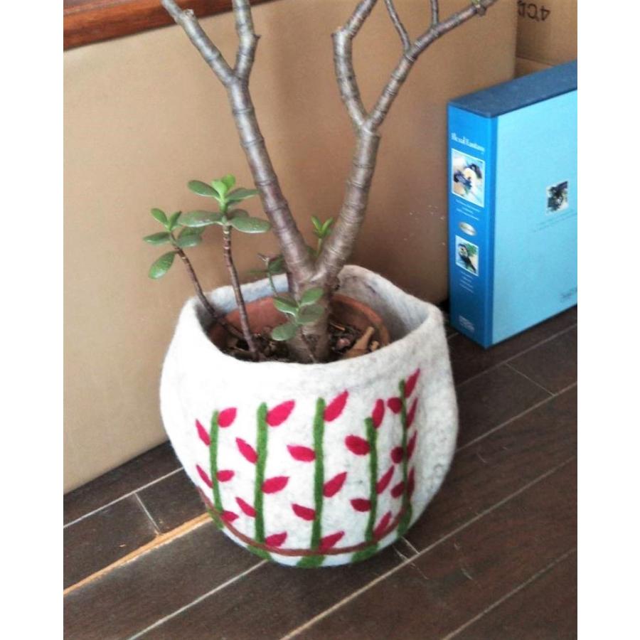 フェルト　植木鉢カバー　フラワーポットカバー　ツリー | 